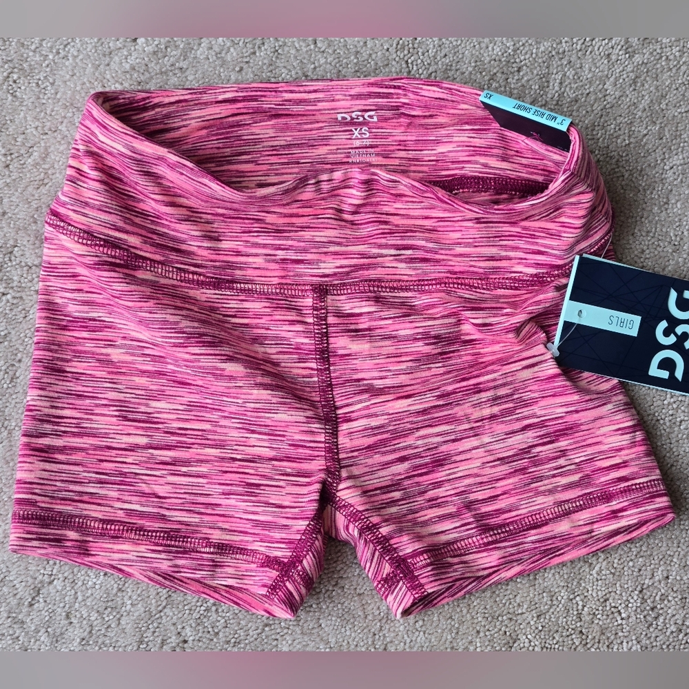 DSG Pink Space-Dye Girls Kids Xs 4 5 Active Shorts